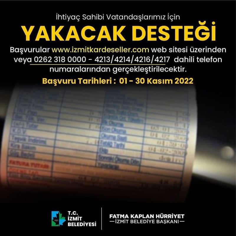 İZMİT BELEDİYESİNİN YAKACAK DESTEĞİ BAŞVURULARI DEVAM EDİYOR