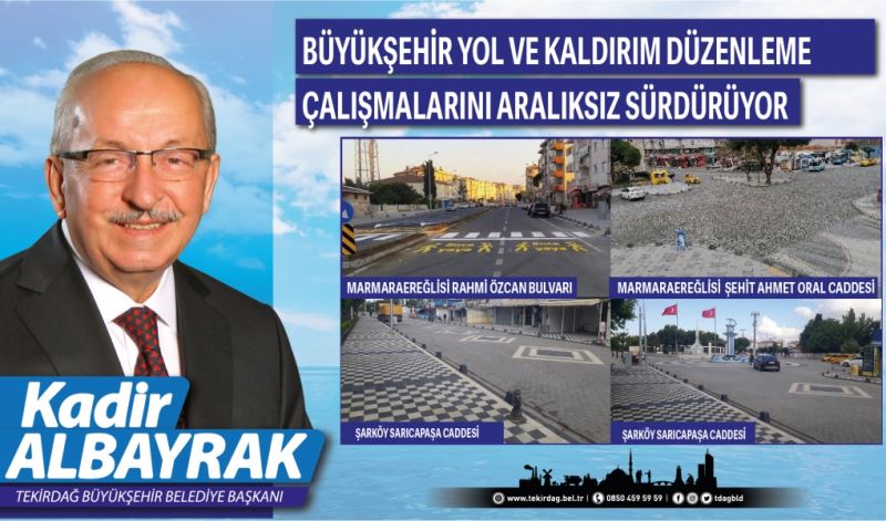 BÜYÜKŞEHİR YOL VE KALDIRIM DÜZENLEME ÇALIŞMALARINI ARALIKSIZ SÜRDÜRÜYOR