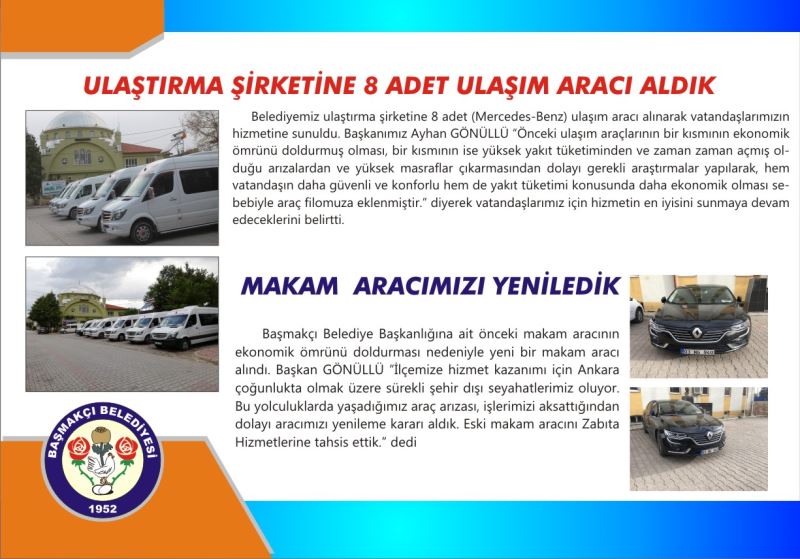 Ulaştırma Şirketine 8 Adet Ulaşım Araçı Aldık
