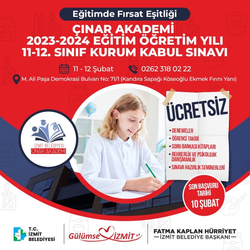ÇINAR AKADEMİ’DE 2023-2024 DÖNEMİ İÇİN KURUM KABUL SINAVI TARİHLERİ AÇIKLANDI