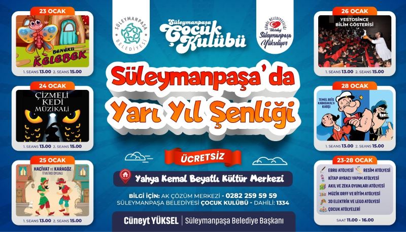 Süleymanpaşa Belediyesinden çocuklara Yarıyıl Şenliği