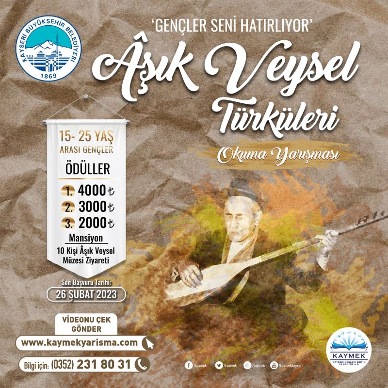 Büyükşehir KAYMEK’ten Âşık Veysel Türkülerini Okuma Yarışması