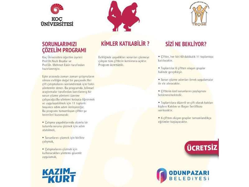 ODUNPAZARI’NDAN EVLİ ÇİFTLER İÇİN “SORUNLARIMIZI ÇÖZELİM PROGRAMI”