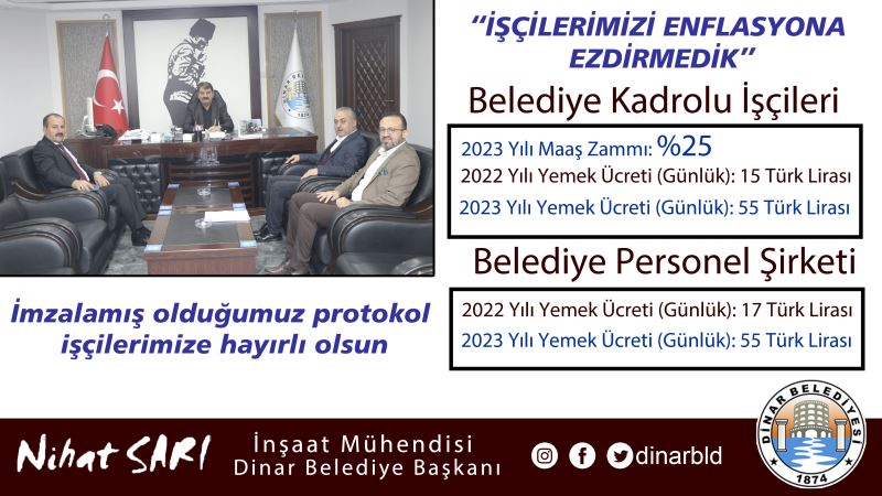 Belediye Başkanımız Nihat Sarı, İşçilerimizi enflasyona karşı ezdirmedi
