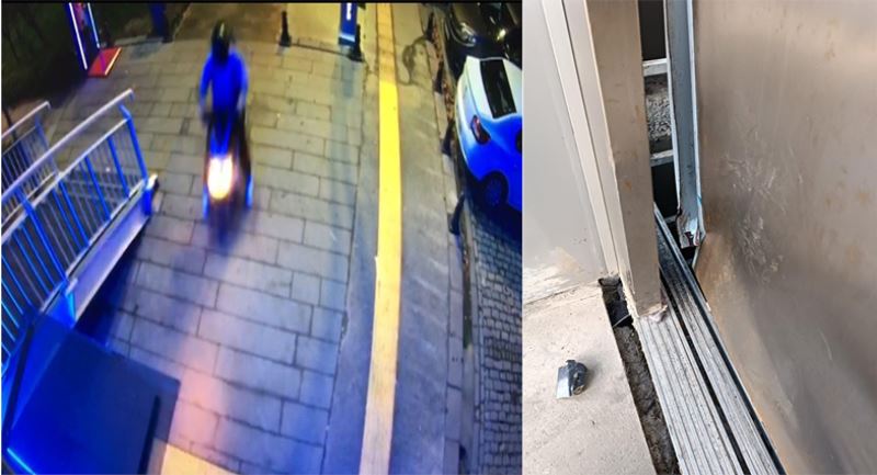 Bu kez de motosiklet ile asansöre çarptılar
