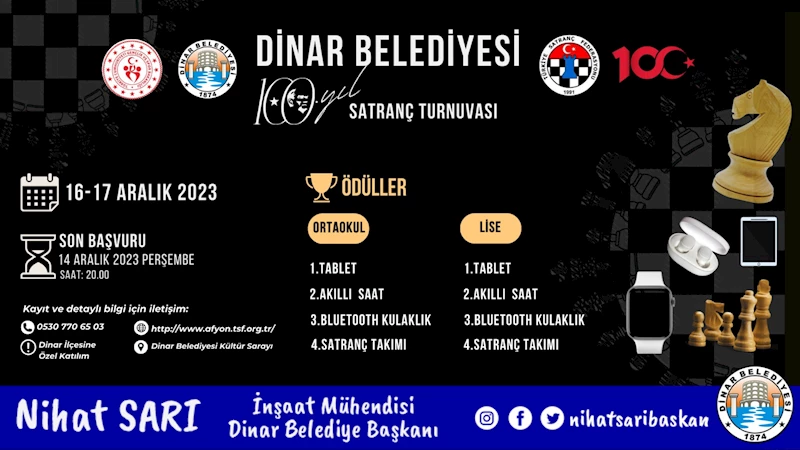100.Yıl Satranç Turnuvamıza başvurular başladı