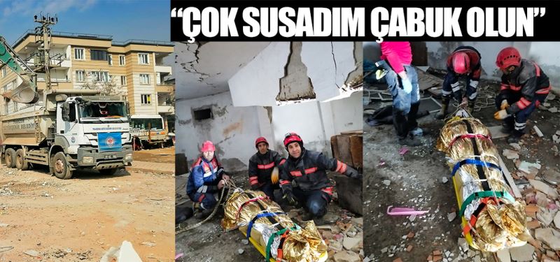 BÜYÜKŞEHİR EKİPLERİ “ÇOK SUSADIM ÇABUK OLUN” DİYEN AYŞENUR VE ANNESİNİ KURTARDI