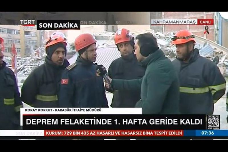 Arama Kurtarma Ekibimiz ve İtfaiye Müdürümüz Koray Korkut TGRT Haber’in Konuğu Oldu
