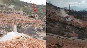ALANYA’DA DAĞDAN YUVARLANAN DEV KAYALARI ÇIĞLIK ÇIĞLIĞA KAYDETTİ