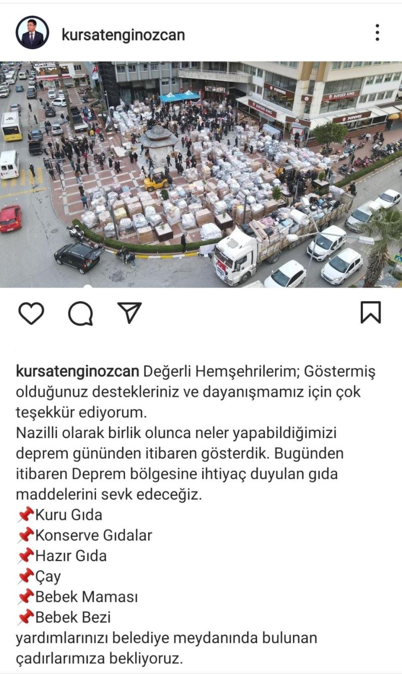 Başkan Özcan ‘acil ihtiyaç listesi’ paylaştı