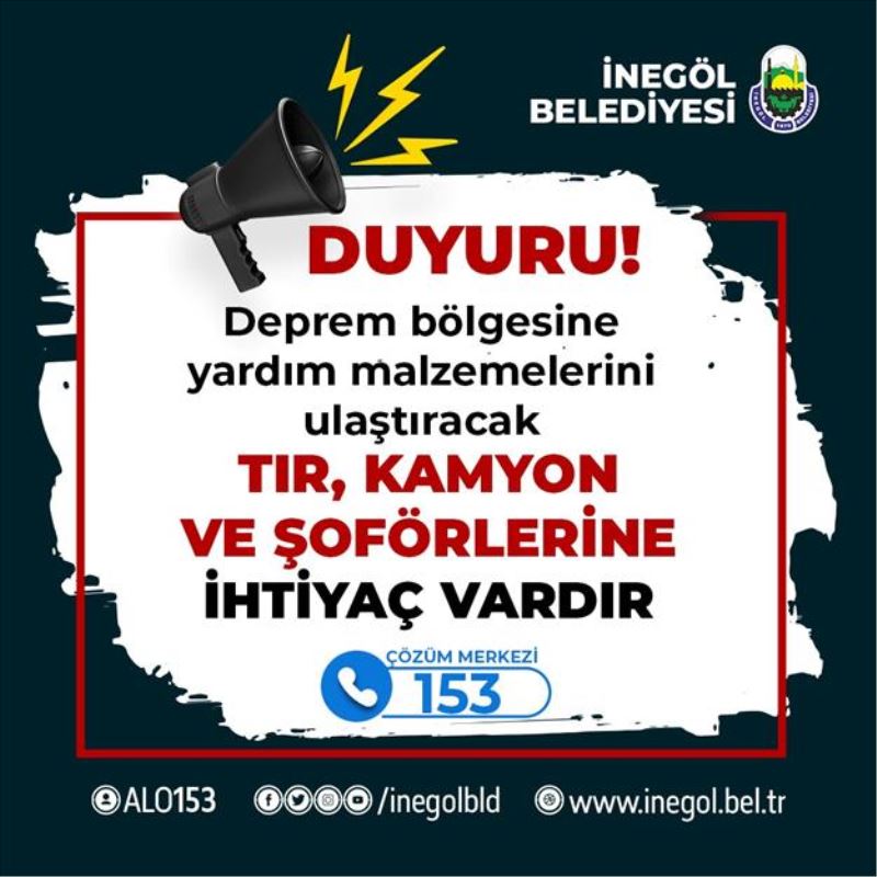 Yardım Malzemelerini Taşıyacak Tır Ve Kamyonlar Aranıyor