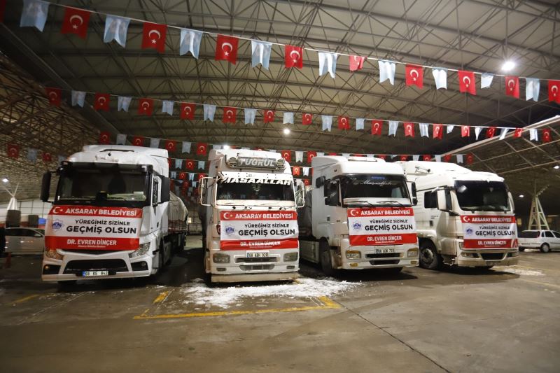 AKSARAY BELEDİYESİ 11 ARAÇ VE 68 PERSONELLE DEPREM BÖLGESİNDE