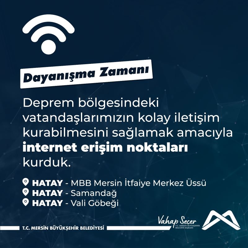 Mersin’den Hatay’a ‘İnternet Erişim Noktaları’