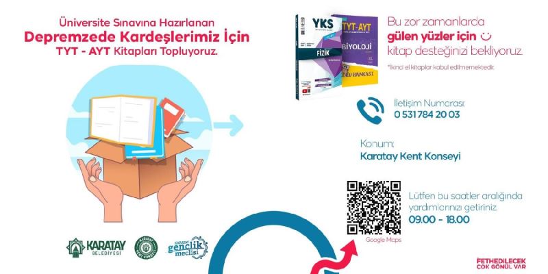 YKS’YE HAZIRLANAN DEPREMZEDE ÖĞRENCİLERE KİTAP BAĞIŞI KAMPANYASI