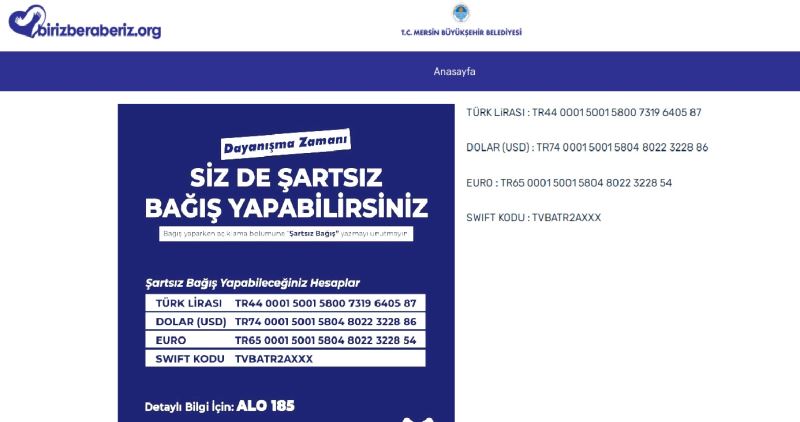 Depremzede Vatandaşlar İçin Yardımlarınızı ‘Birizberaberiz.Org’ Üzerinden Yapabilirsiniz