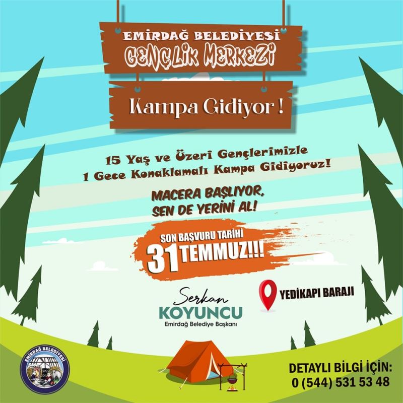 Emirdağ Belediyesi Gençlik Merkezi’nden Gençlere Doğa Kampı