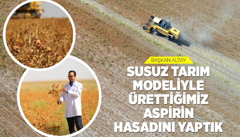 BAŞKAN ALTAY: “SUSUZ TARIM MODELİYLE ÜRETTİĞİMİZ ASPİRİN HASADINI YAPTIK”