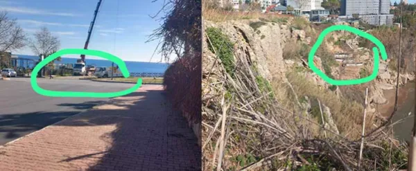 ÇEVRE VE ŞEHİRCİLİK TAHRİBATI TESPİT ETTİ.. ANTALYA’NIN FALEZLERİ ‘DELİK DEŞİK’
