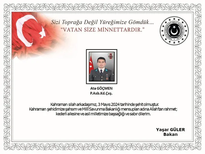 YILDIRIM ÇARPAN ASTSUBAY ŞEHİT OLDU