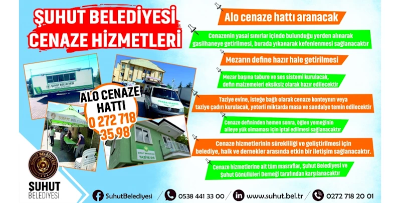 ŞUHUT BELEDİYESİ CENAZE HİZMETLERİ KURULDU