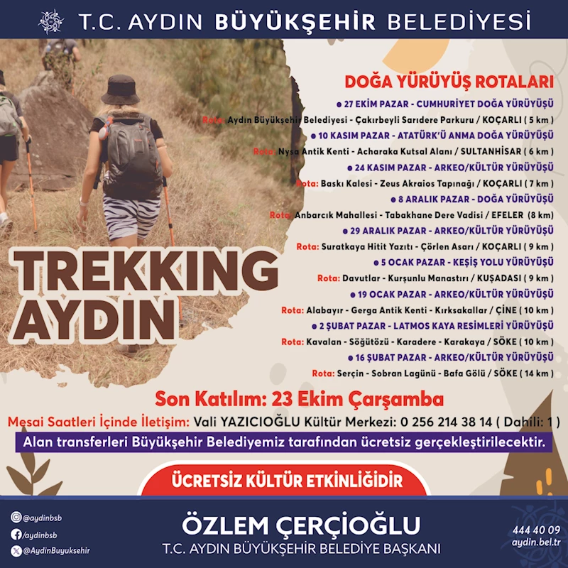 BAŞKAN ÇERÇİOĞLU DOĞASEVERLERİ ‘TREKKING AYDIN’ ETKİNLİĞİ İLE BULUŞTURUYOR