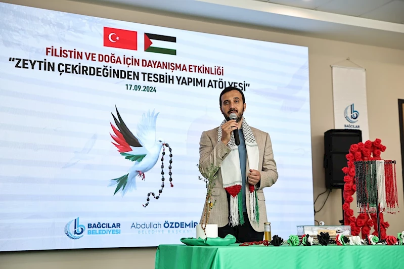 Bağcılar’da çocuklar, Gazze’deki zeytin ağacı katliamını zeytin çekirdeğinden tespih yaparak protesto ettiler