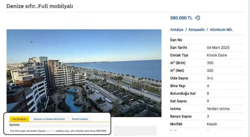YOK ARTIK.. ANTALYA’DA 3 ARTI BİR DAİREYE 580 BİN LİRA KİRA İSTENDİ